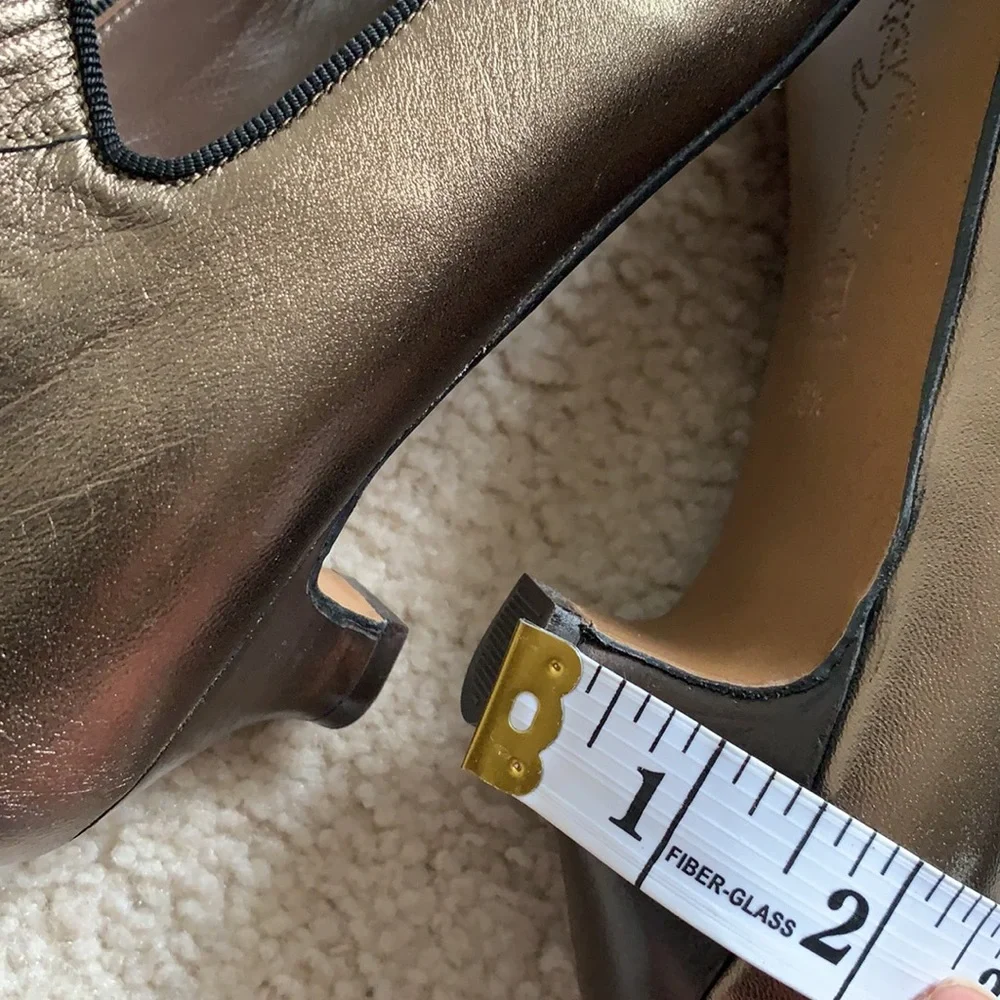 MARNI “Dorsey” T-strap kitten heel metallic leather shoes - Picture 10 of 11